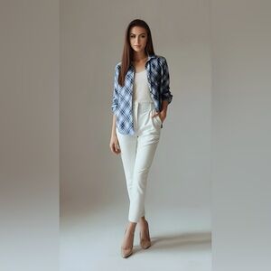 Kim Rogers Blue Flannel Button Down Women's Shirt